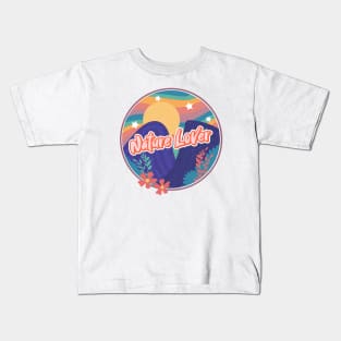 Retro Nature Lover Mountains Emblem Kids T-Shirt